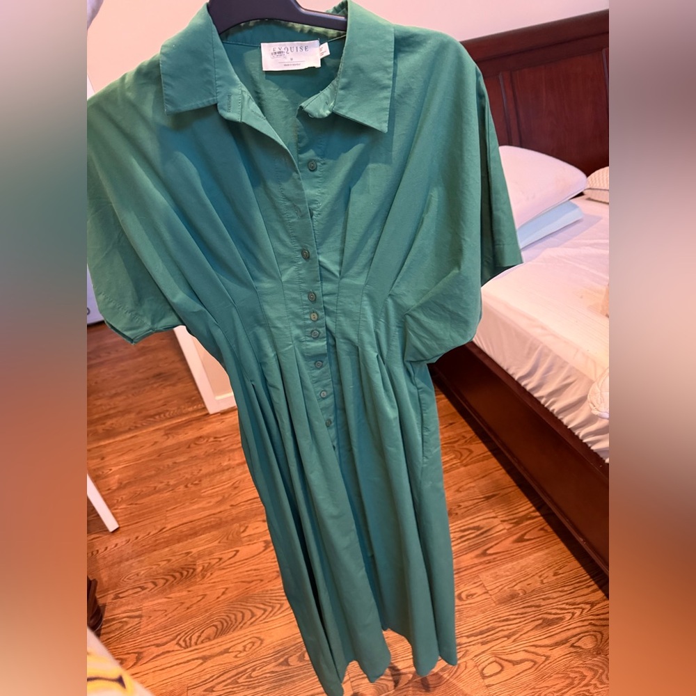 Tobie Midi Button-Front Pleated Midi Dress - Picture 3 of 5